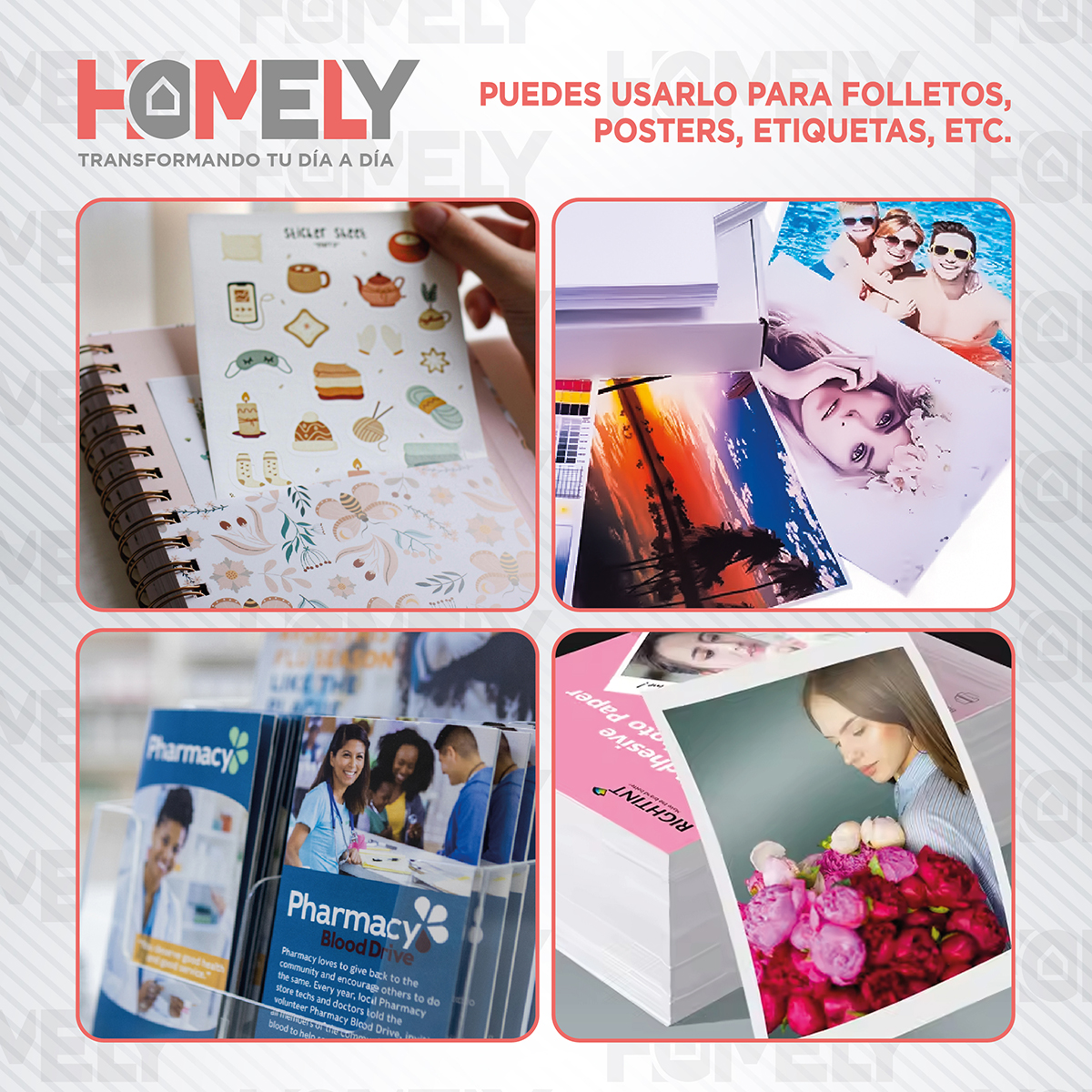 PAPEL FOTOGRÁFICO HOMELY A4 DOBLE FAZ CAMARA FOTO 100 UNIDAD - 7