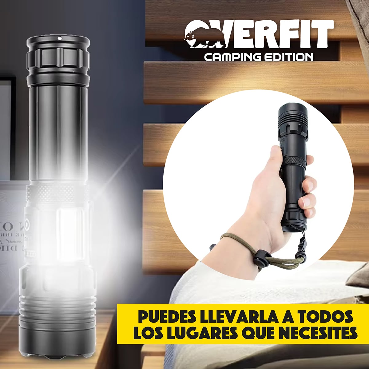 LINTERNA LED LARGO ALCANCE TACTICA RECARGABLE OVERFIT 1500LM - 7
