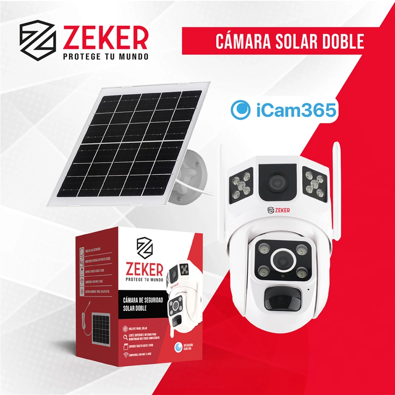 CÁMARA SEGURIDAD SOLAR ZEKER VIGILANCIA EXTERIOR DOBLE - 8