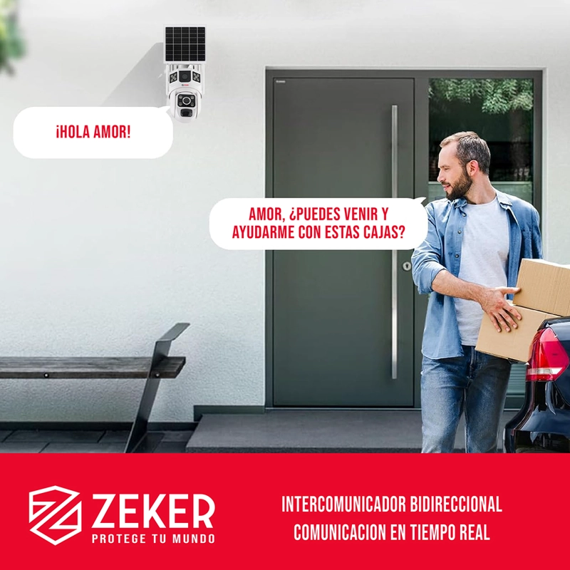 CÁMARA SEGURIDAD SOLAR ZEKER VIGILANCIA DOBLE 3MP PACK X2 - 6