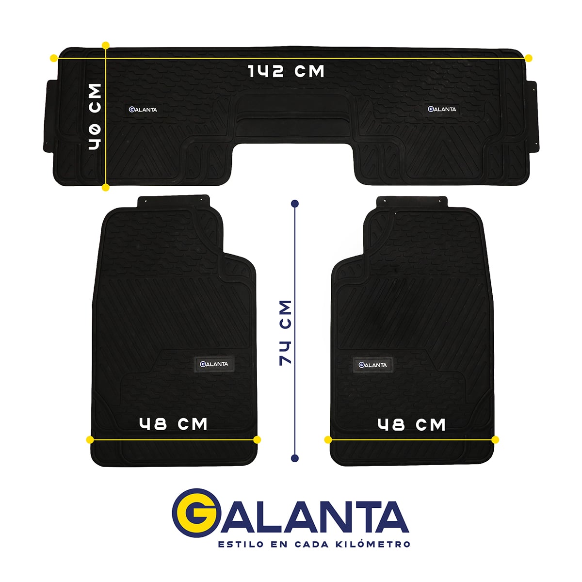 PISO DE GOMA AUTO SUV 3 ALFOMBRA GALANTA UNIVERSAL AJUSTABLE - 2