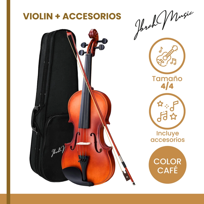 VIOLIN 4/4 ACUSTICO IBRAH MUSIC ESTUCHE Y ARCO + ACCESORIOS - 2