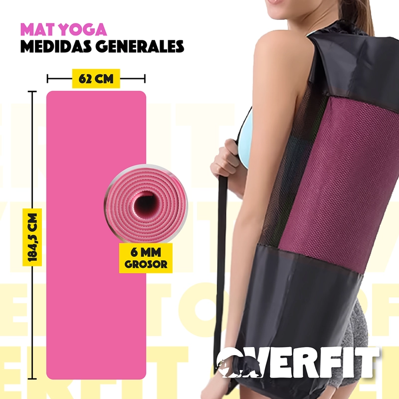 MAT YOGA TPE 6MM OVERFIT ALFOMBRA EJERCICIO PILATES BICOLOR - 2