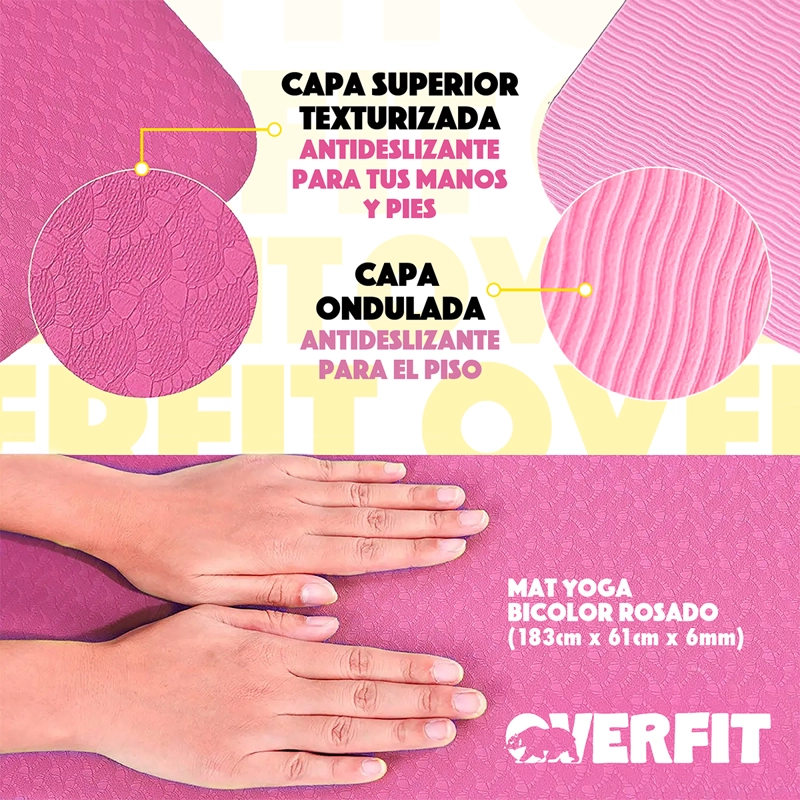 MAT YOGA TPE 6MM OVERFIT ALFOMBRA EJERCICIO PILATES BICOLOR - 4