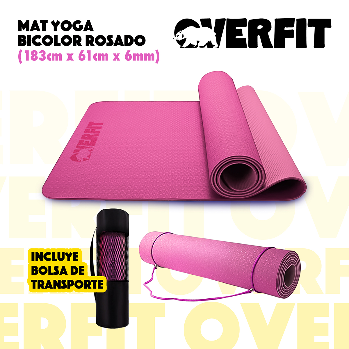 MAT YOGA TPE 6MM OVERFIT ALFOMBRA EJERCICIO PILATES BICOLOR - 5