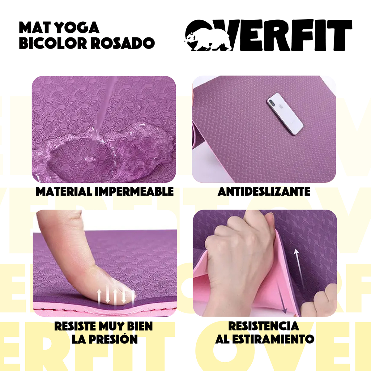 MAT YOGA TPE 6MM OVERFIT ALFOMBRA EJERCICIO PILATES BICOLOR - 6