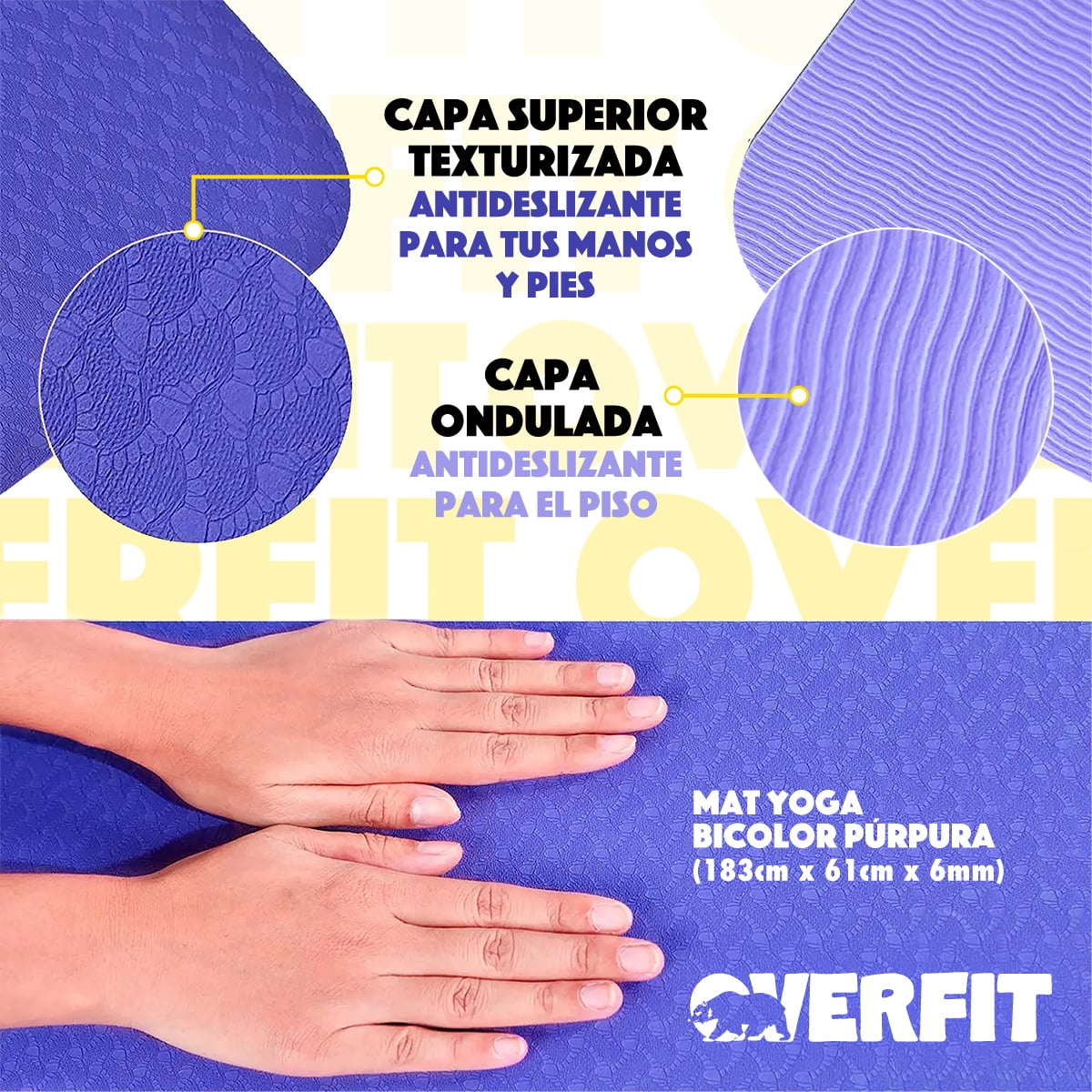 MAT YOGA TPE 6MM OVERFIT ALFOMBRA ALFOMBRA PILATES BICOLOR - 3