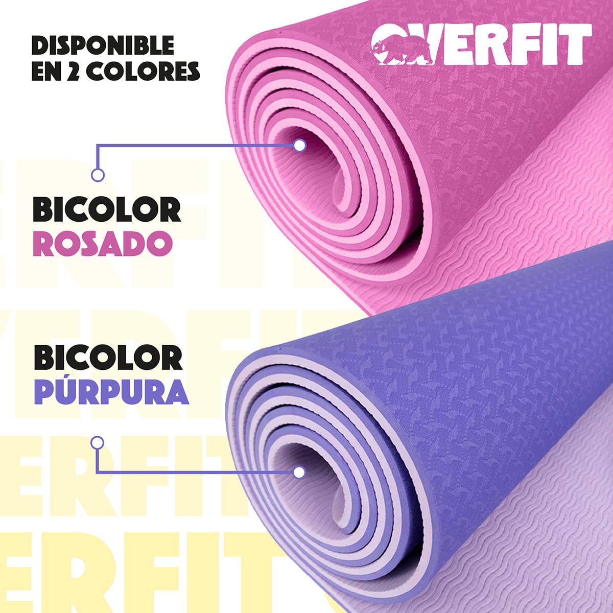 MAT YOGA TPE 6MM OVERFIT ALFOMBRA ALFOMBRA PILATES BICOLOR - 6