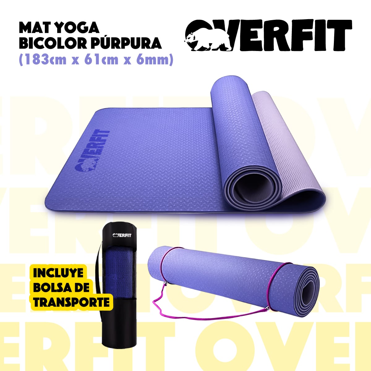 MAT YOGA TPE 6MM OVERFIT ALFOMBRA ALFOMBRA PILATES BICOLOR - 7