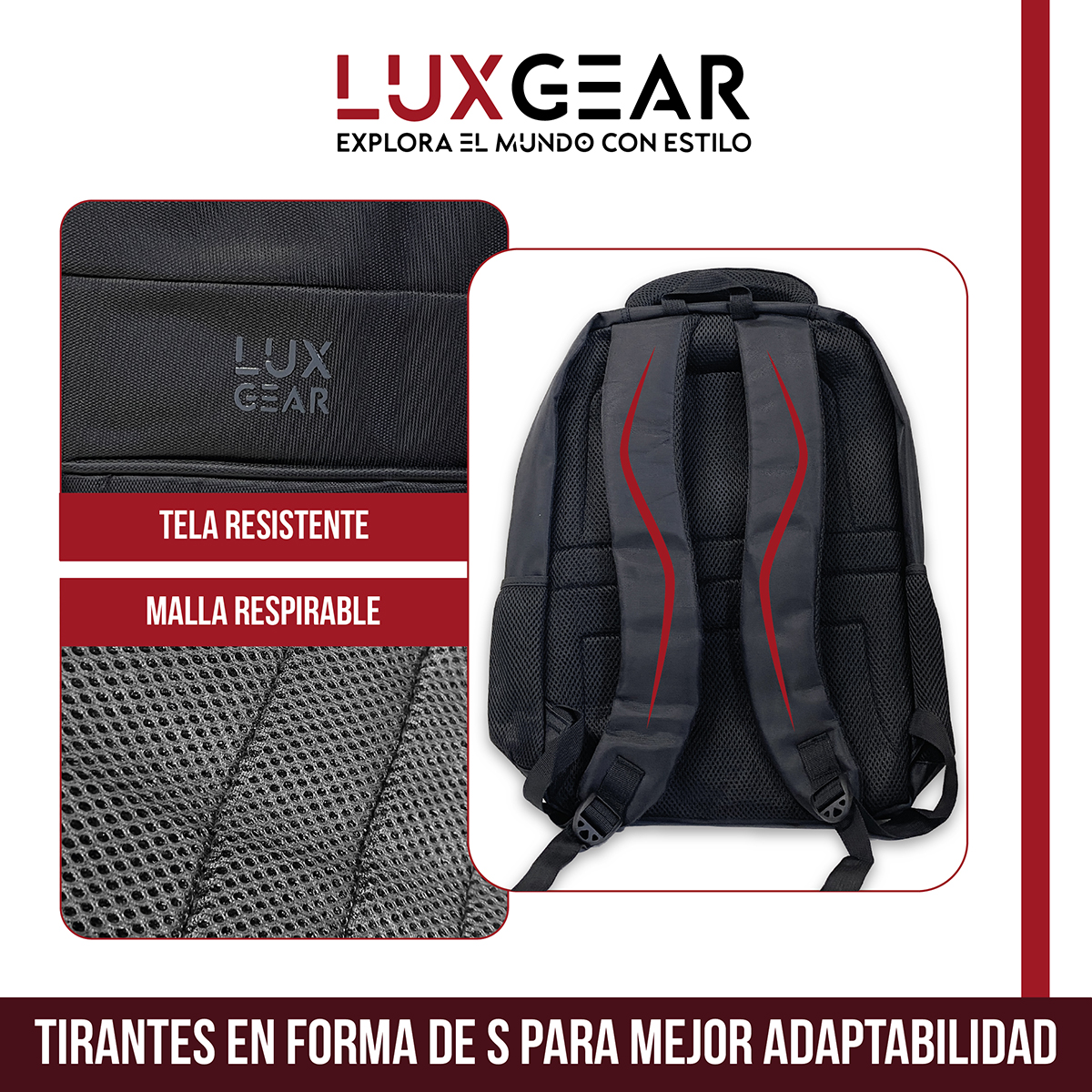 MOCHILA ESCOLAR NOTEBOOK NIÑOS INFANTIL LUXGEAR BOLSO 40L - 5