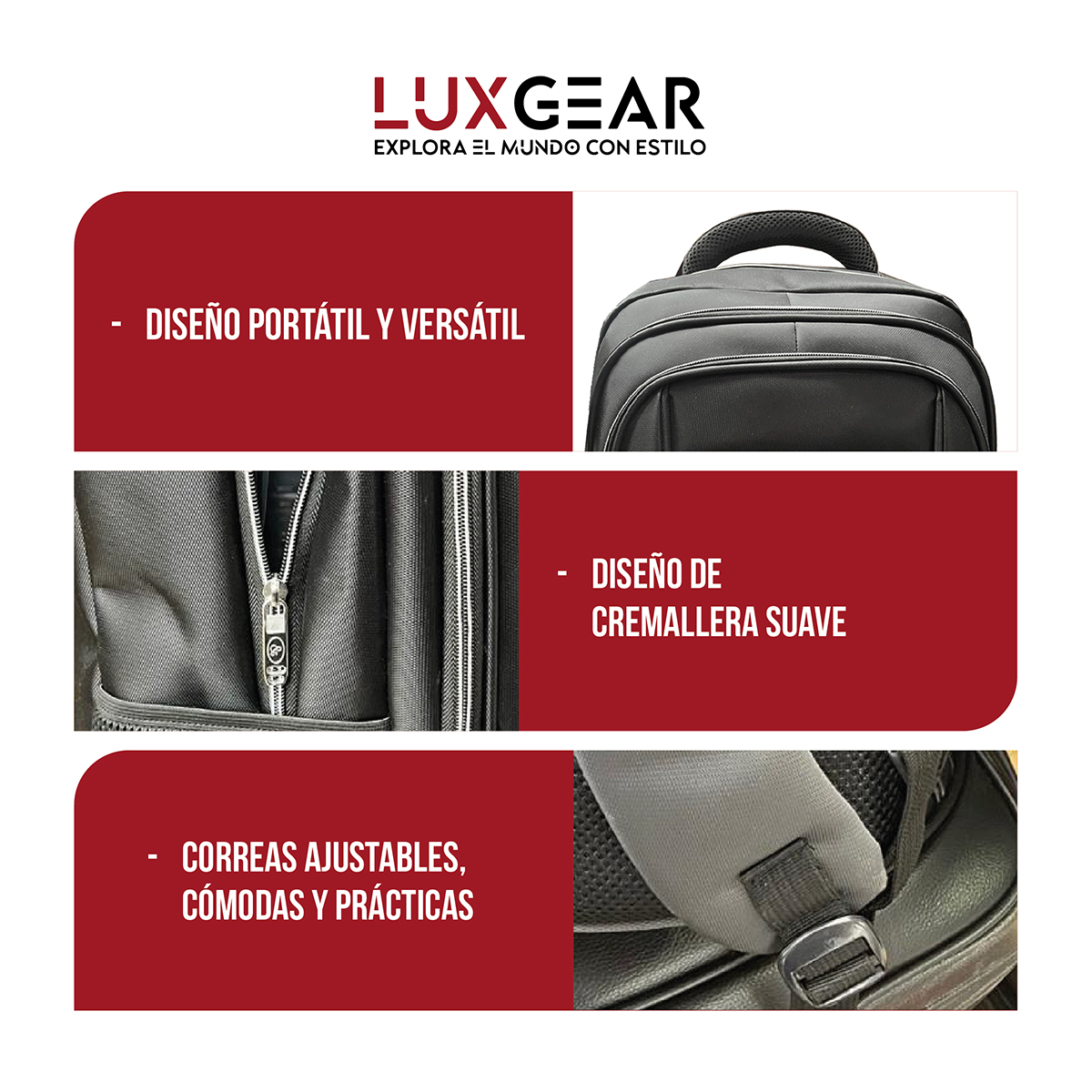 MOCHILA ESCOLAR NOTEBOOK NIÑOS INFANTIL LUXGEAR BOLSO 40L - 6