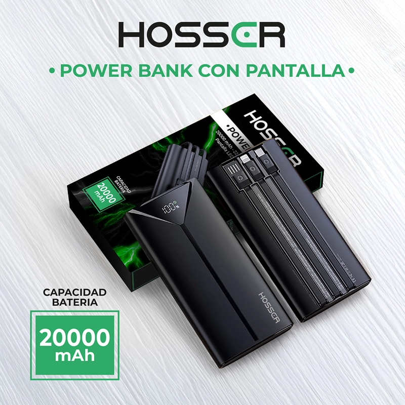 POWER BANK 20000MAH HOSSER CARGADOR PORTATIL CELULAR EXTERNO - 5