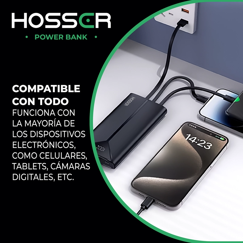 POWER BANK 20000MAH HOSSER CARGADOR PORTATIL CELULAR EXTERNO - 6