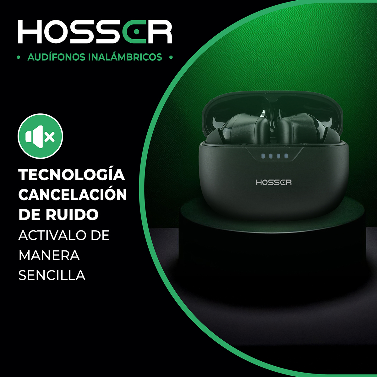 AUDIFONOS BLUETOOTH IN EAR HOSSER 35MAH CANCELACION DE RUIDO - 4