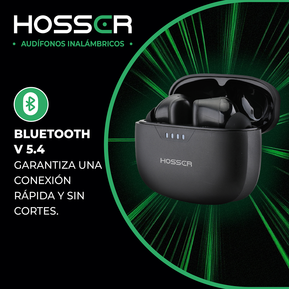 AUDIFONOS BLUETOOTH IN EAR HOSSER 35MAH CANCELACION DE RUIDO - 5
