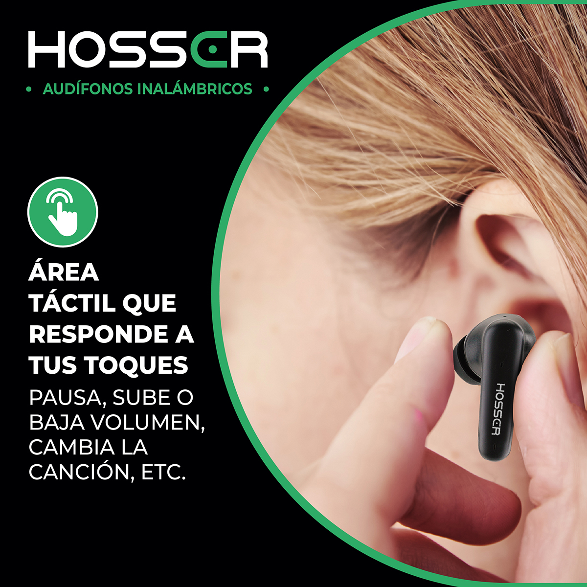 AUDIFONOS BLUETOOTH IN EAR HOSSER 35MAH CANCELACION DE RUIDO - 6