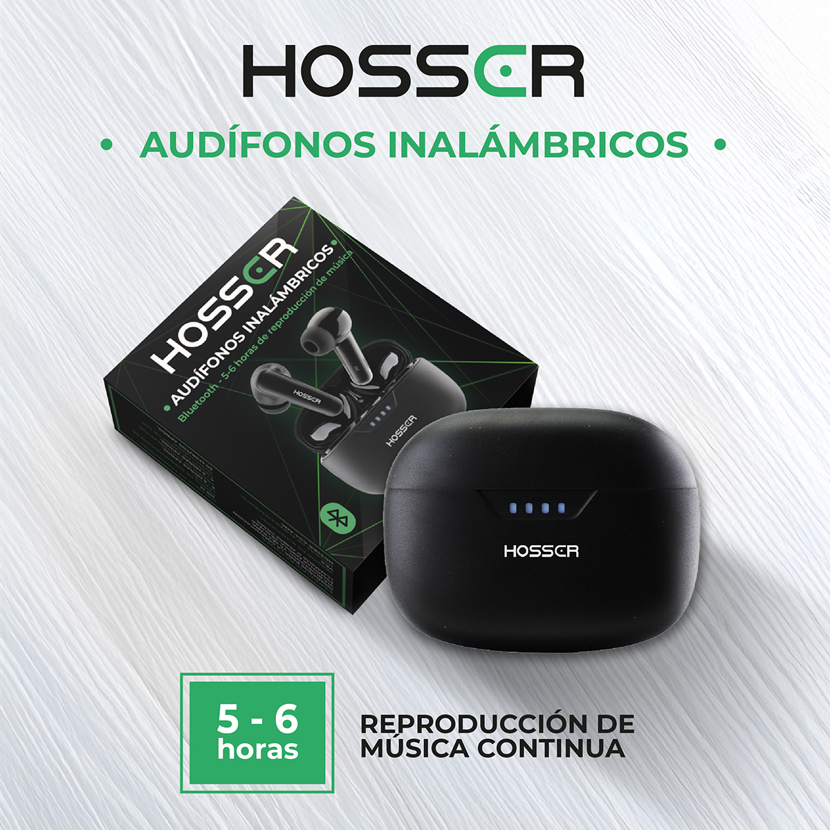 AUDIFONOS BLUETOOTH IN EAR HOSSER 35MAH CANCELACION DE RUIDO - 8
