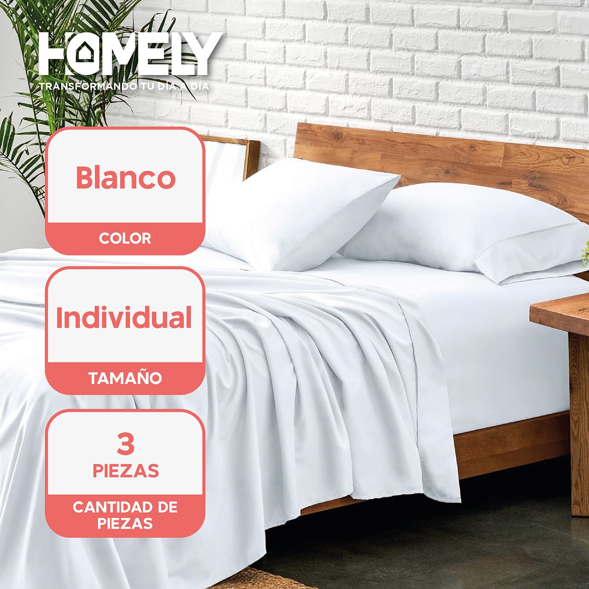 JUEGO DE SABANAS 1 PLAZA HOMELY 100 GSM SUAVE 4 PIEZAS - 2