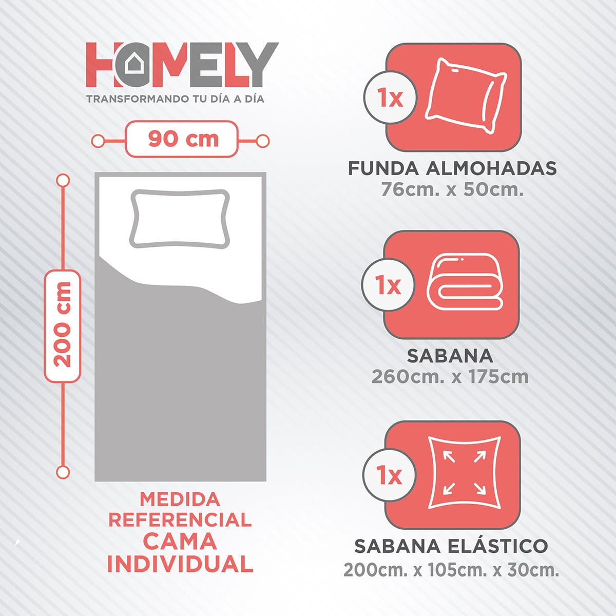 JUEGO DE SABANAS 1 PLAZA HOMELY 100 GSM SUAVE 4 PIEZAS - 3