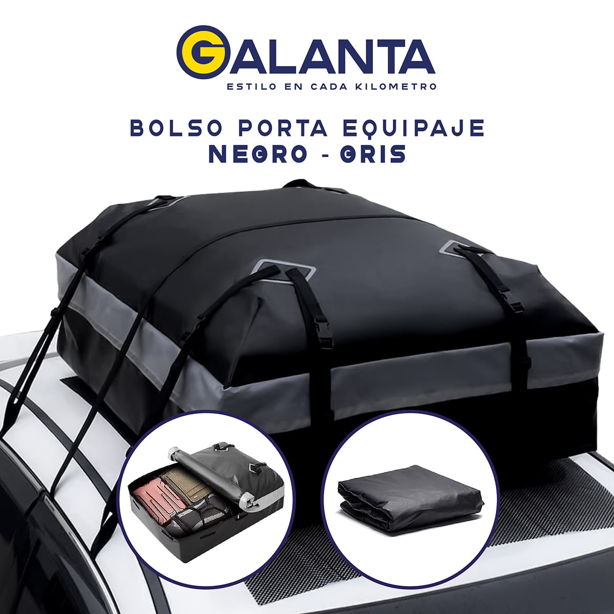 BOLSO PORTA EQUIPAJE TECHO GALANTA AUTO 550L IMPERMEABLE - 9