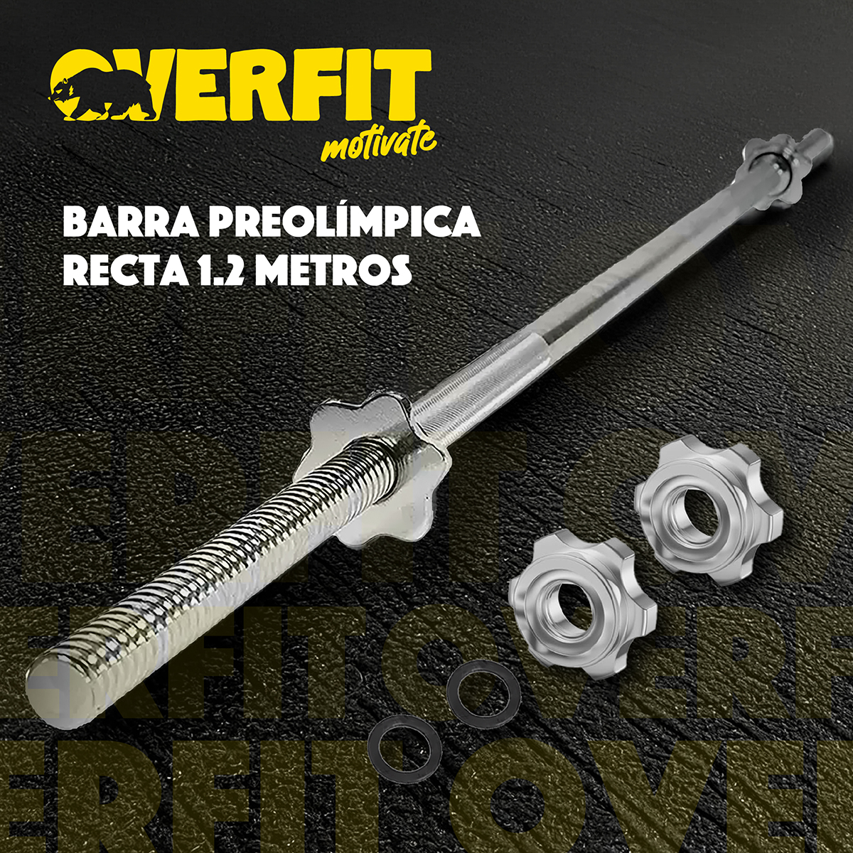 BARRA PREOLIMPICA RECTA 4.2 KG OVERFIT 120CM CROMADA FITNESS - 8
