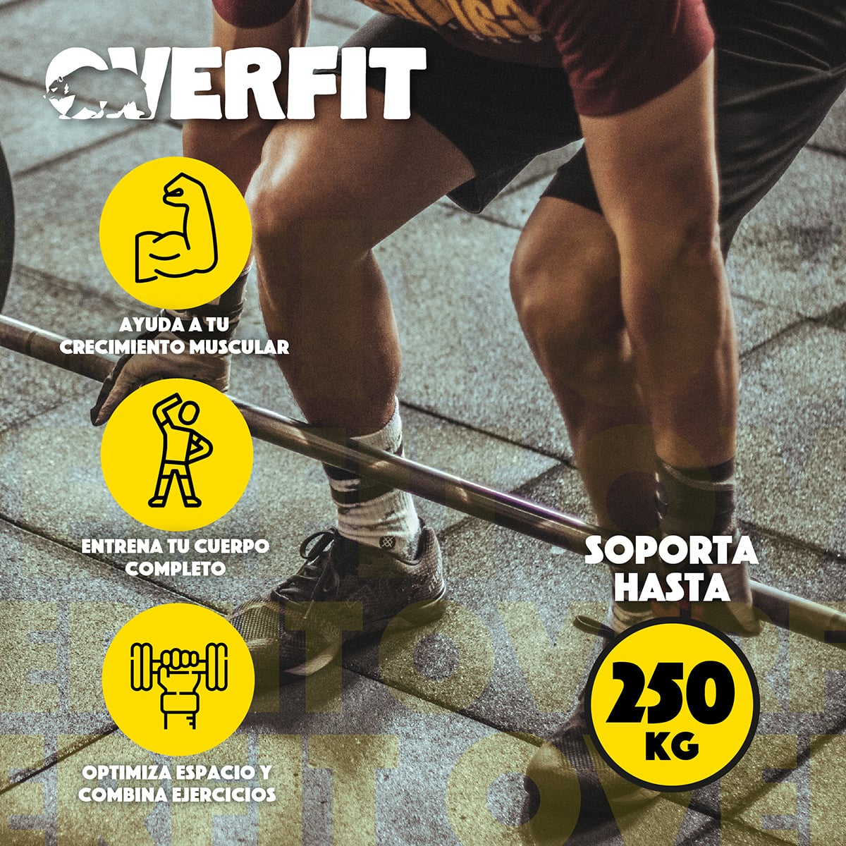 BARRA OLIMPICA RECTA OVERFIT 20KG 220CM CROMADA FITNESS - 2