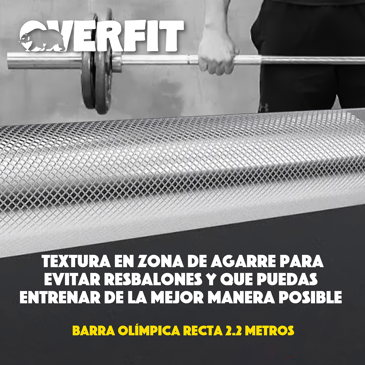 BARRA OLIMPICA RECTA OVERFIT 20KG 220CM CROMADA FITNESS - 6