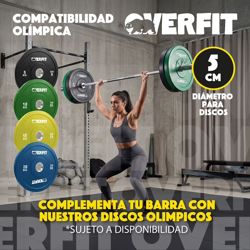 BARRA OLIMPICA RECTA OVERFIT 20KG 220CM CROMADA FITNESS - 8