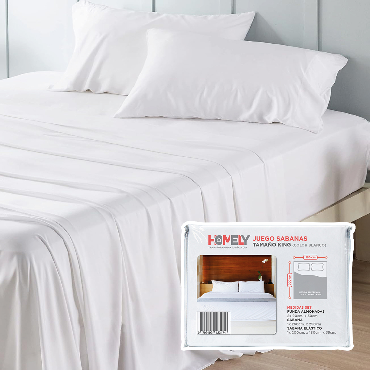 JUEGO DE SABANAS KING HOMELY 100 GSM SUAVE 4 PIEZAS - 1