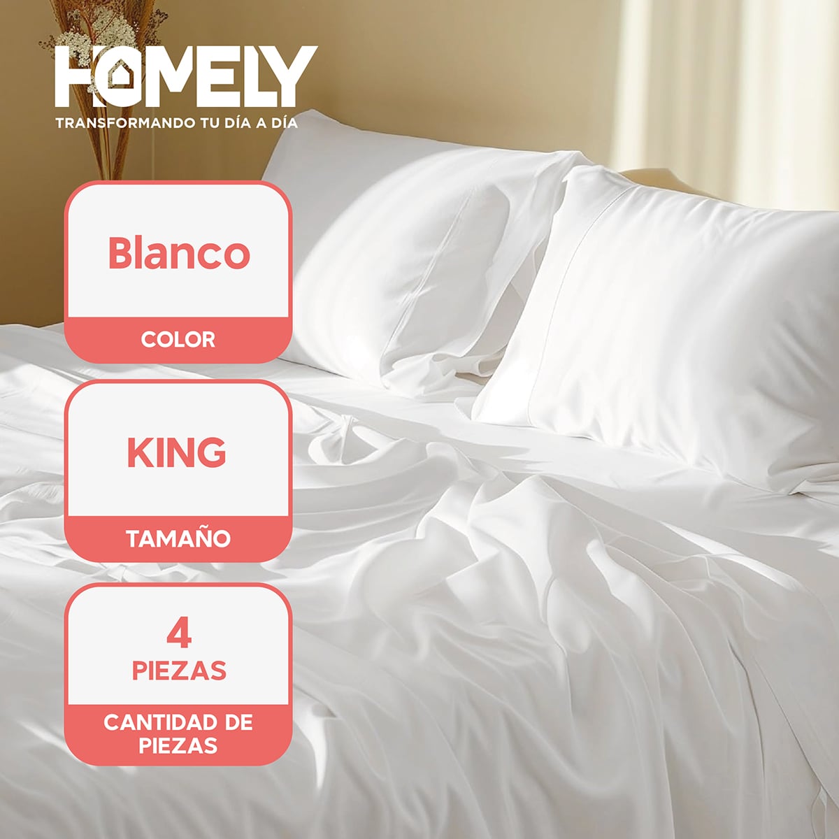 JUEGO DE SABANAS KING HOMELY 100 GSM SUAVE 4 PIEZAS - 2