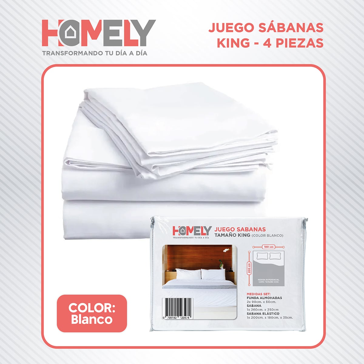 JUEGO DE SABANAS KING HOMELY 100 GSM SUAVE 4 PIEZAS - 9