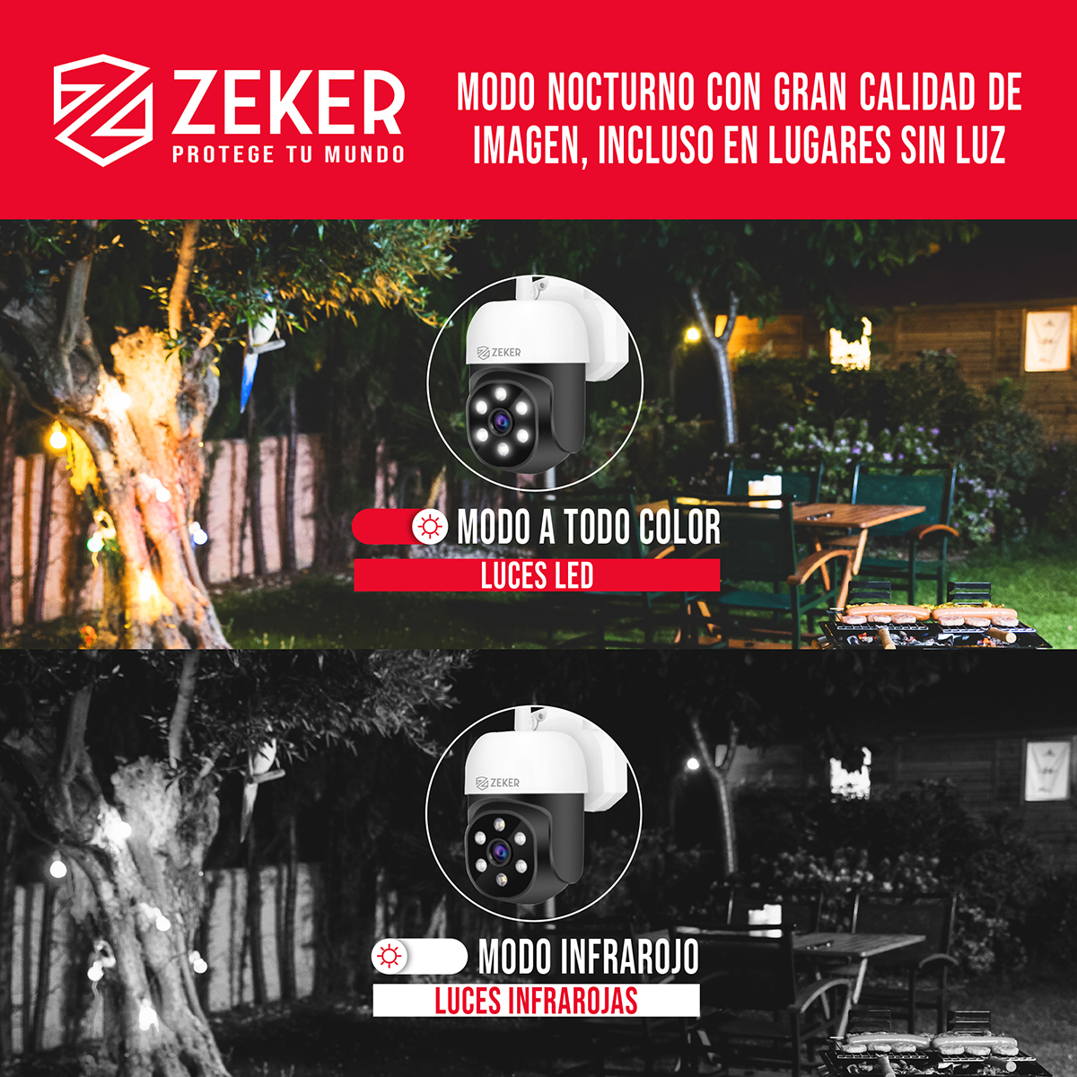 KIT NVR CAMARAS ZEKER SEGURIDAD FHD 1080P + DISCO DURO 500GB - 6