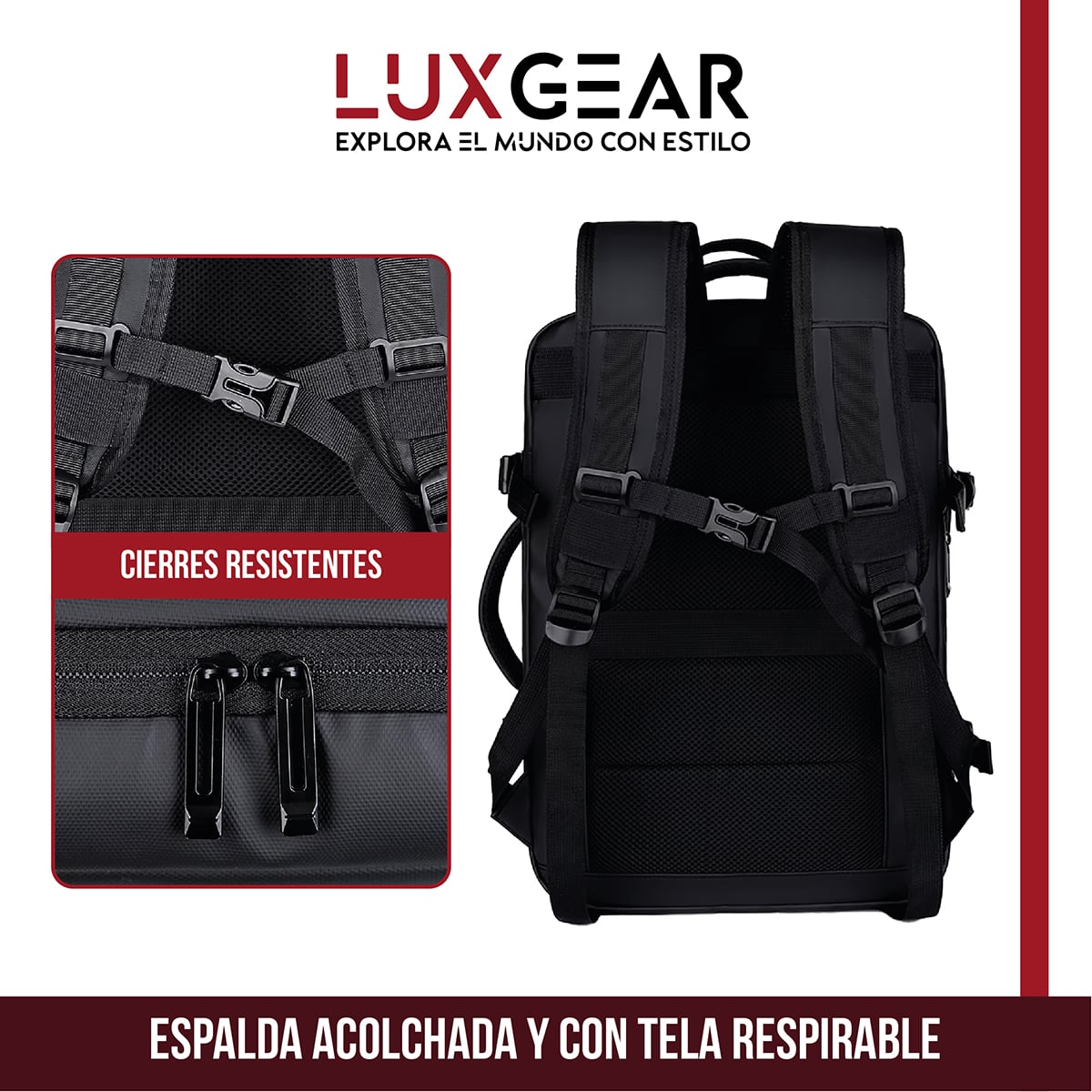 MOCHILA MALETA VIAJE CABINA LUXGEAR NOTEBOOK IMPERMEABLE 48L - 4