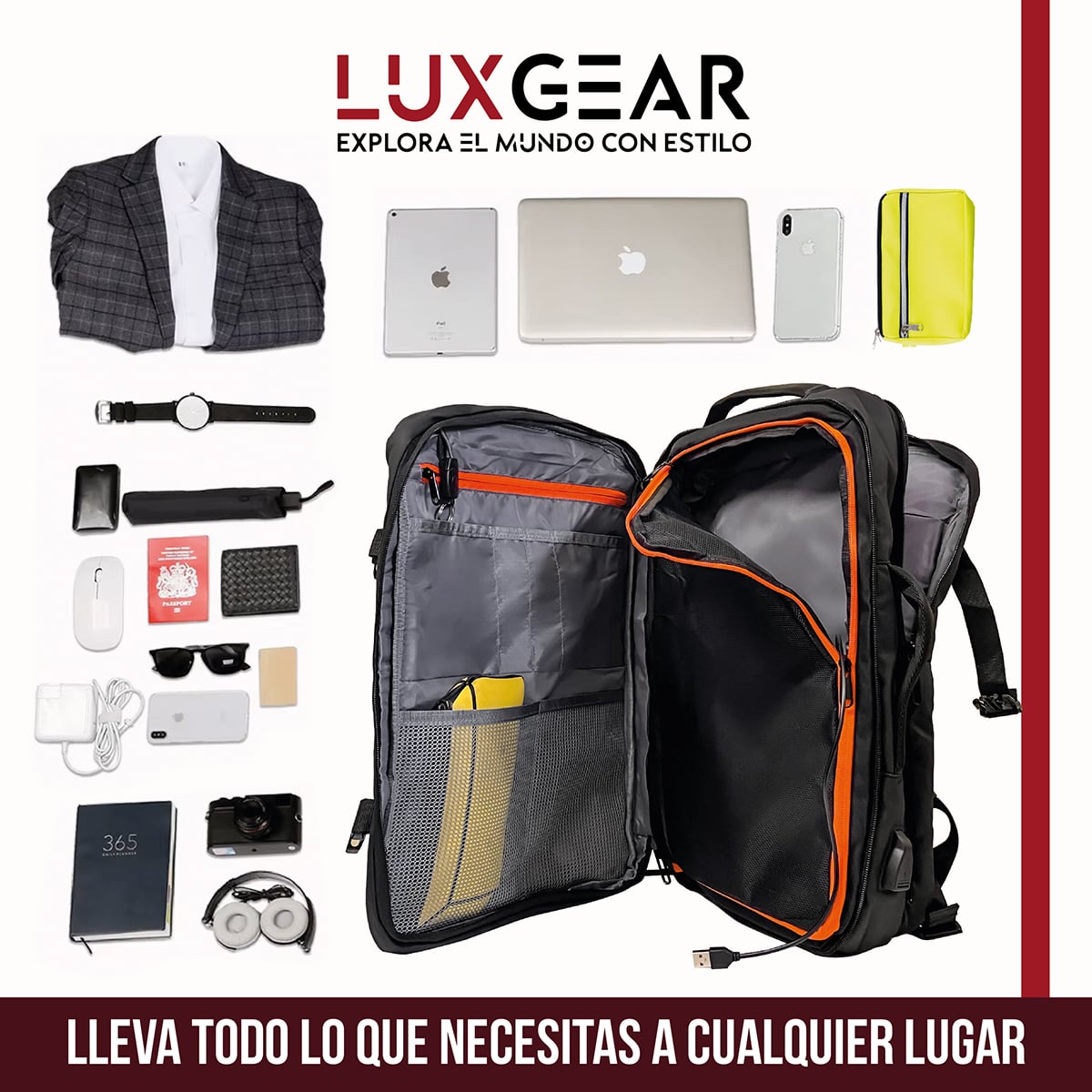MOCHILA MALETA VIAJE CABINA LUXGEAR NOTEBOOK IMPERMEABLE 48L - 7