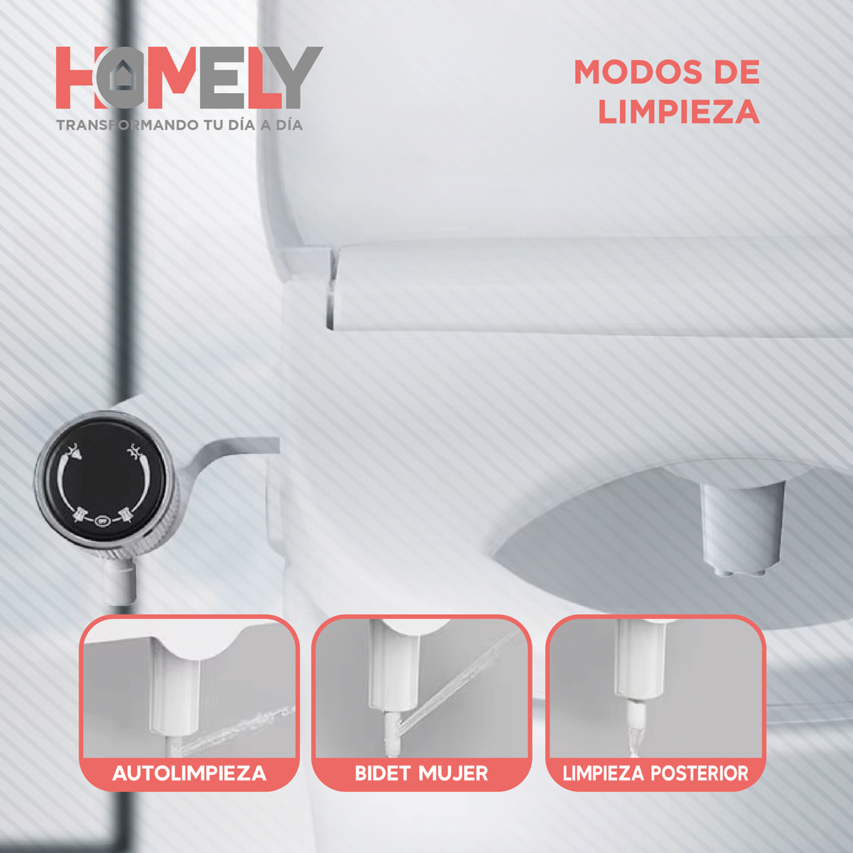 BIDET DUCHA HOMELY WC INODORO SET UNIVERSAL FLUJO AJUSTABLE - 4