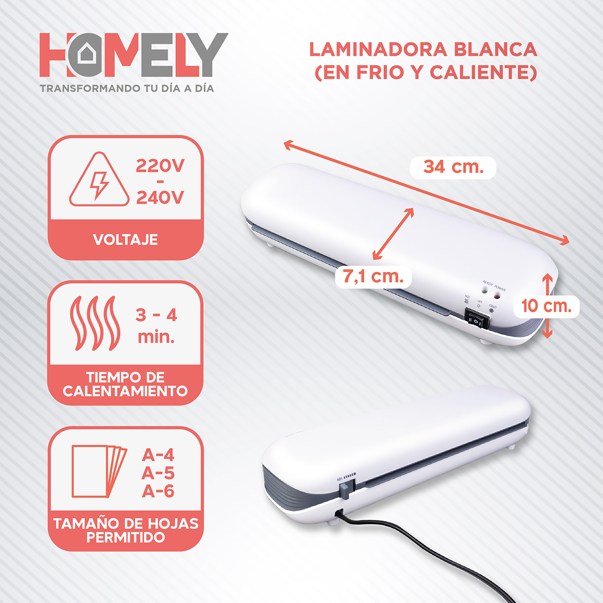 TERMOLAMINADORA PLASTIFICADORA HOMELY + ACCESORIOS + LAMINAS - 2