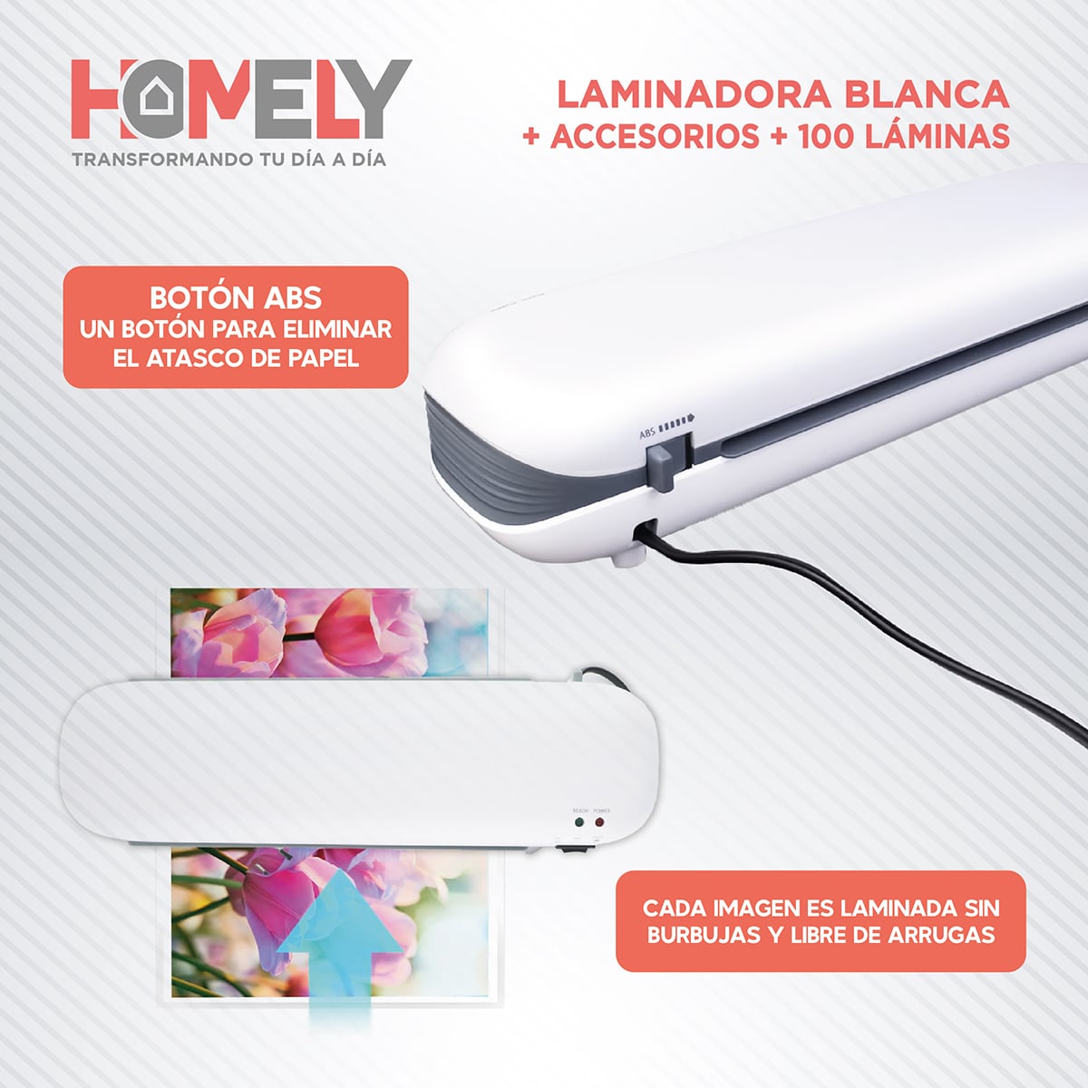 TERMOLAMINADORA PLASTIFICADORA HOMELY + ACCESORIOS + LAMINAS - 4