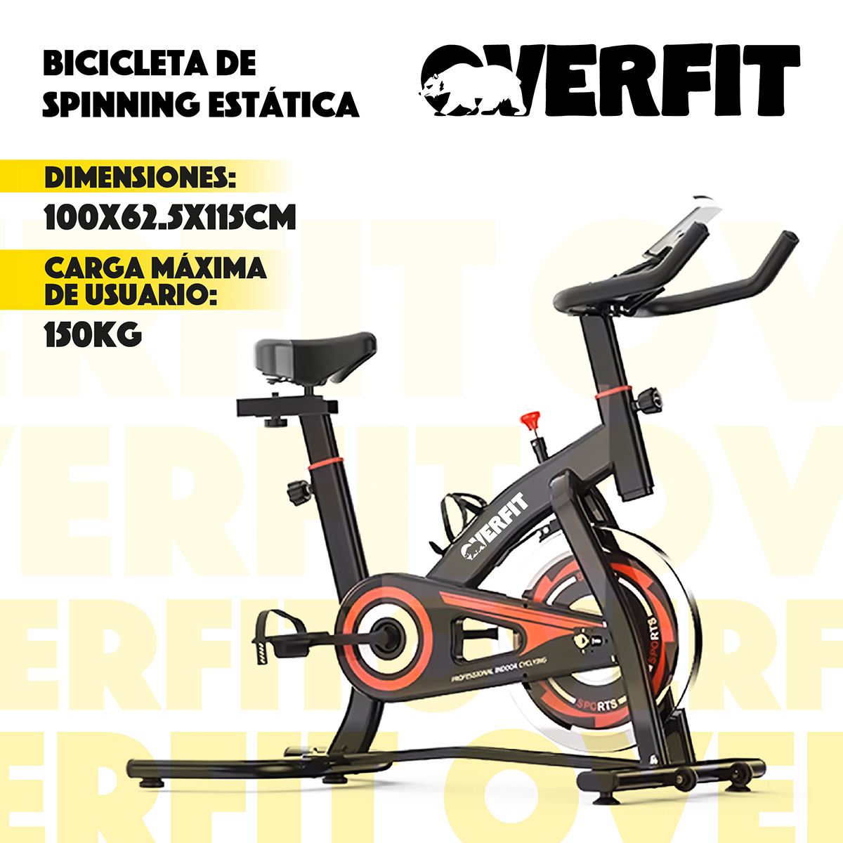 BICICLETA DE SPINNING PRO OVERFIT ESTATICA FITNESS GYM - 2