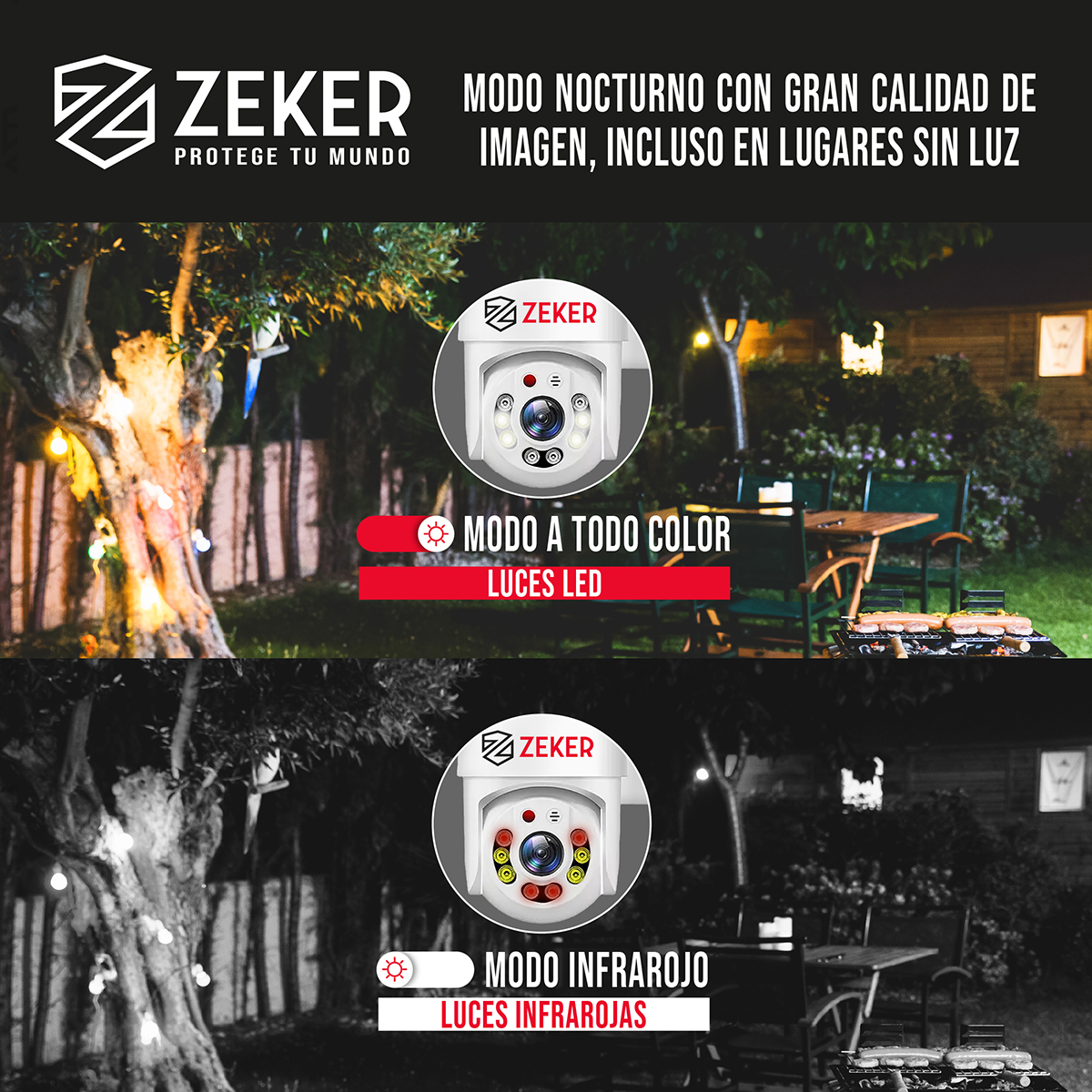 PACK X2 CAMARA DE SEGURIDAD WIFI IMPERMEABLE ZEKER 4MP 2.4G - 4