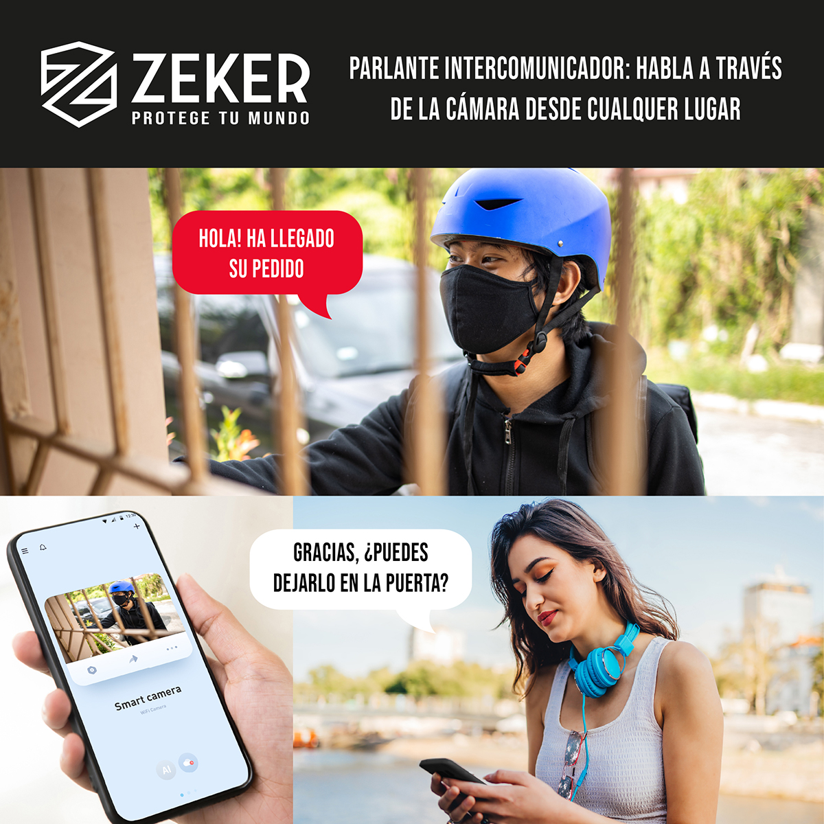 CAMARA DE SEGURIDAD WIFI EXTERIOR IMPERMEABLE ZEKER 4MP 2.4G - 9