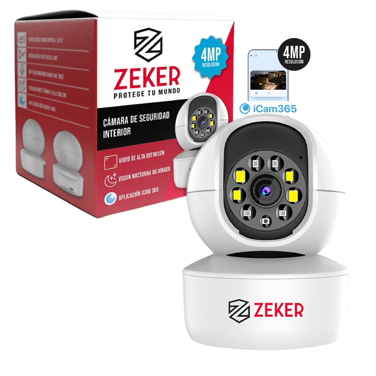 CAMARA DE SEGURIDAD INTERIOR WIFI IP ZEKER 4MP 5G PAN TILT - 1