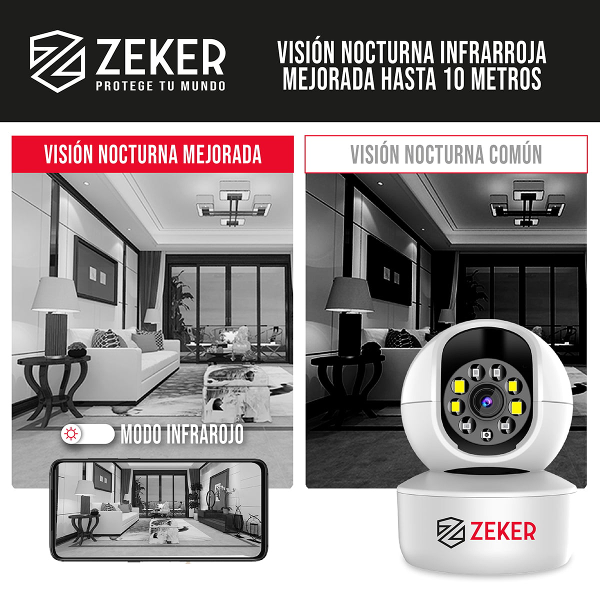 CAMARA DE SEGURIDAD INTERIOR WIFI IP ZEKER 4MP 5G PAN TILT - 3