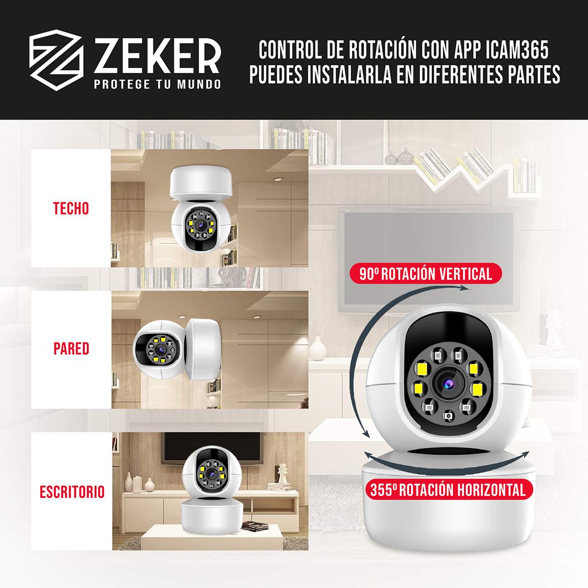 CAMARA DE SEGURIDAD INTERIOR WIFI IP ZEKER 4MP 5G PAN TILT - 6