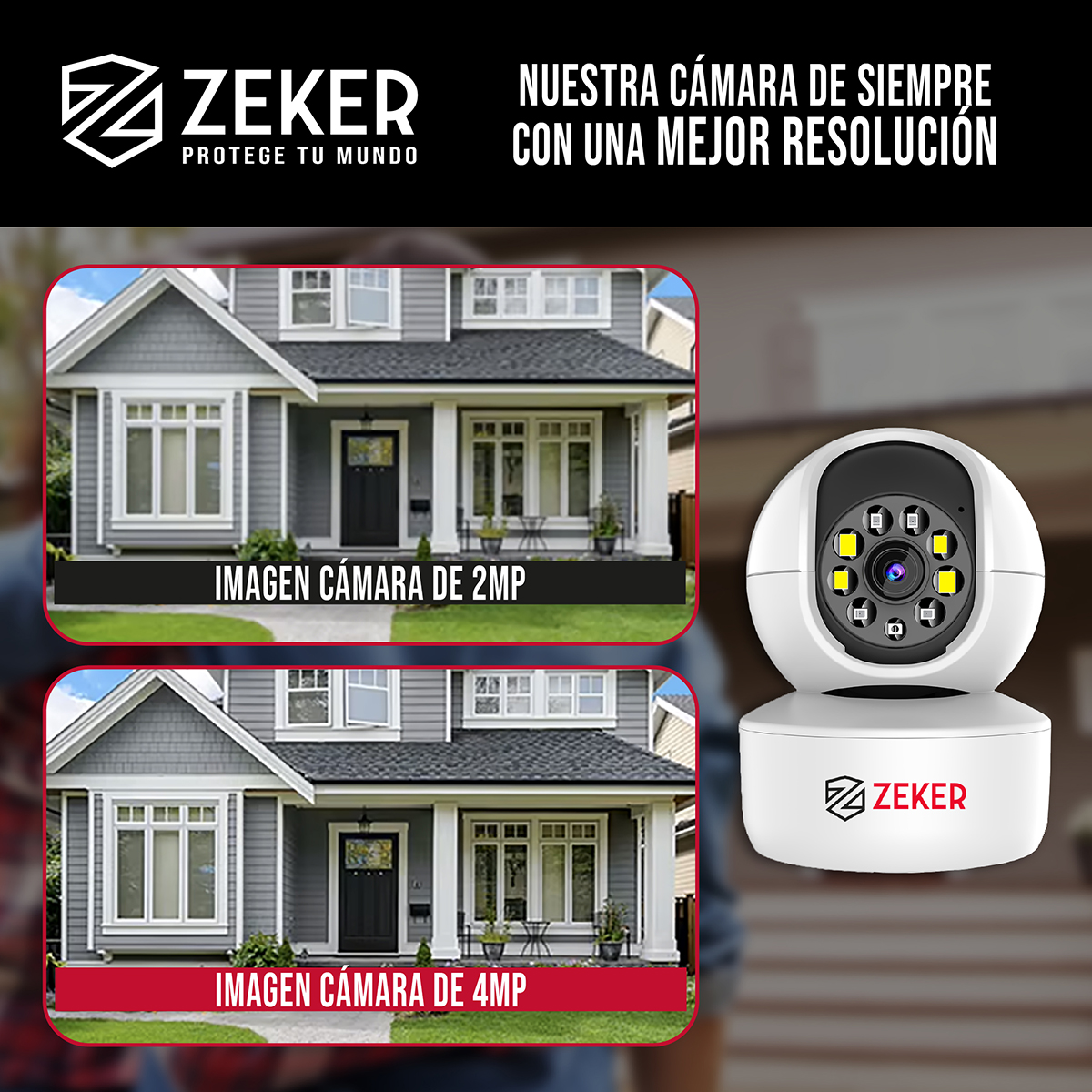 PACK X3 CAMARA DE SEGURIDAD INTERIOR WIFI IP ZEKER 4MP 5G - 8