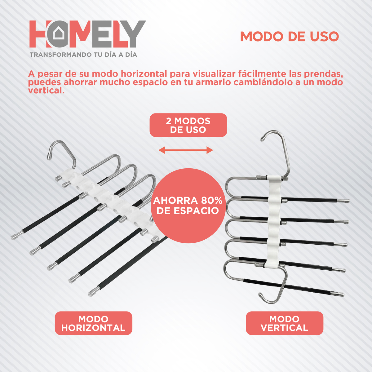COLGADOR DE PANTALON 5 EN 1 HOMELY ANTIDESLIZANTE RESISTENTE - 4