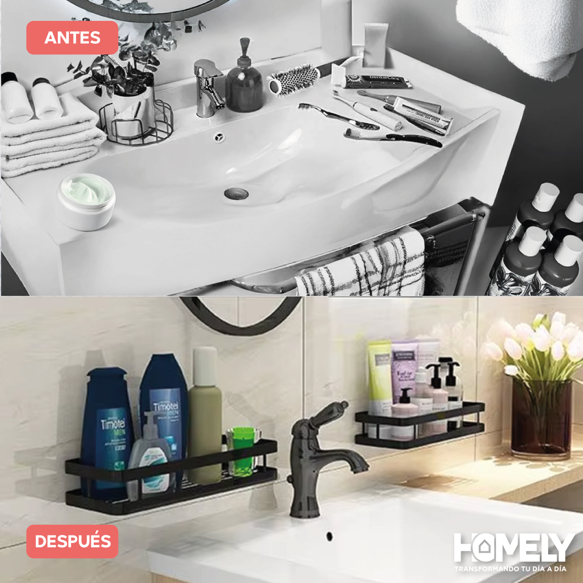ORGANIZADOR DE DUCHA HOMELY REPISA ESTANTE ALUMINIO SET X2 - 5