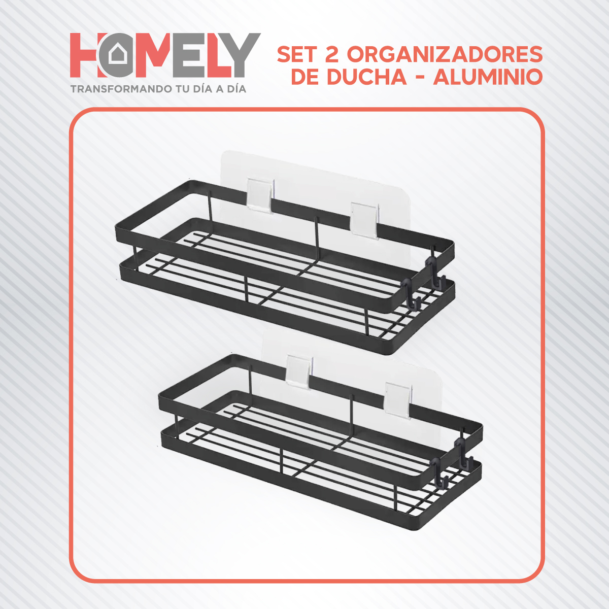 ORGANIZADOR DE DUCHA HOMELY REPISA ESTANTE ALUMINIO SET X2 - 9