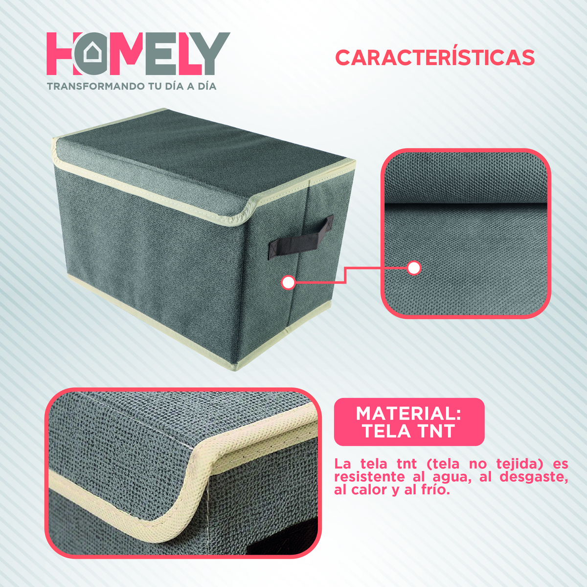CAJAS ORGANIZADORAS HOMELY TAPA TELA IMPERMEABLE 22L SET X2 - 3