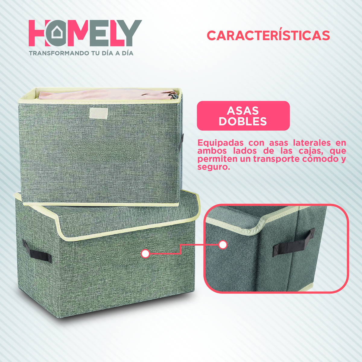 CAJAS ORGANIZADORAS HOMELY TAPA TELA IMPERMEABLE 22L SET X2 - 4