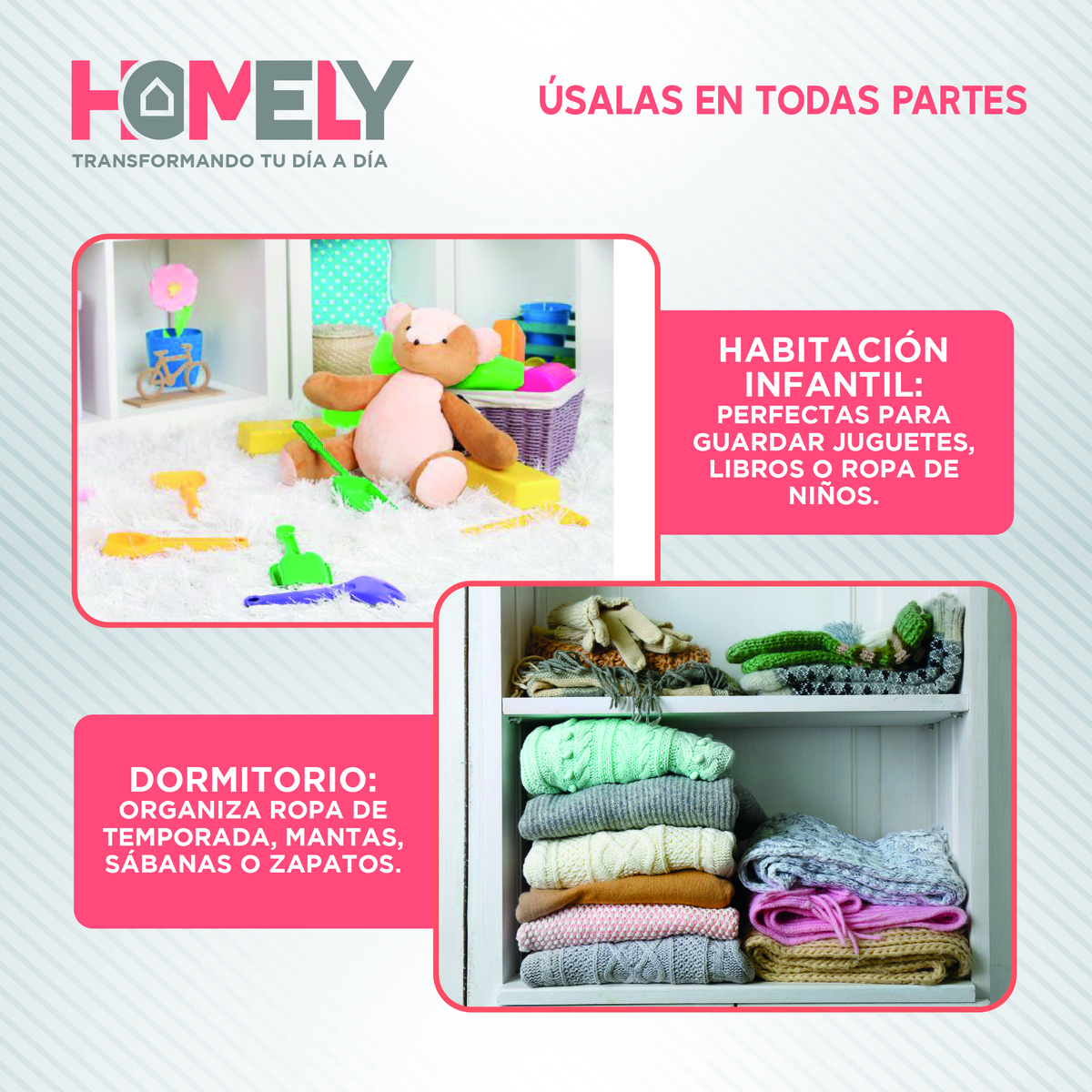 CAJAS ORGANIZADORAS HOMELY TAPA TELA IMPERMEABLE 22L SET X2 - 5